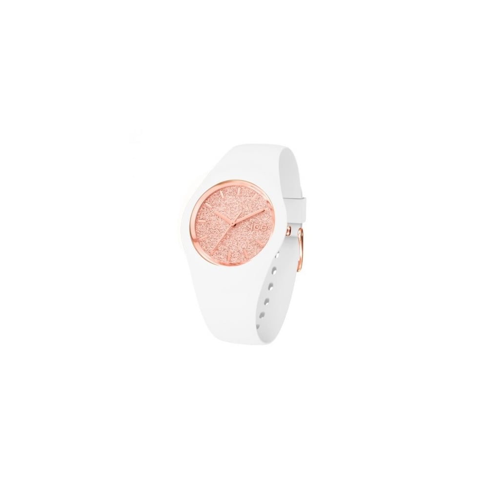 Ice Watch Ice Glitter Small White and Rose Gold Watch Women s